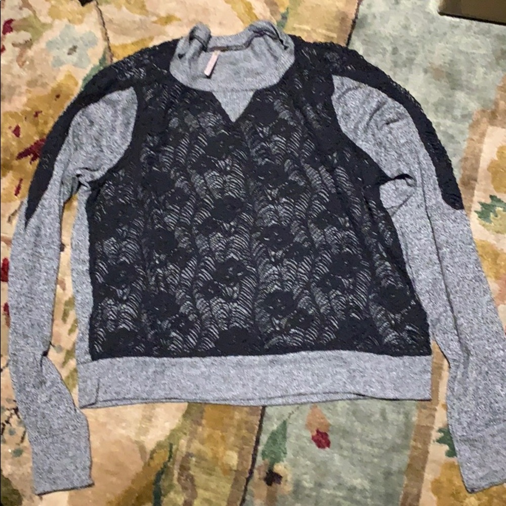 Floral see through sweatshirt/ long sleeve